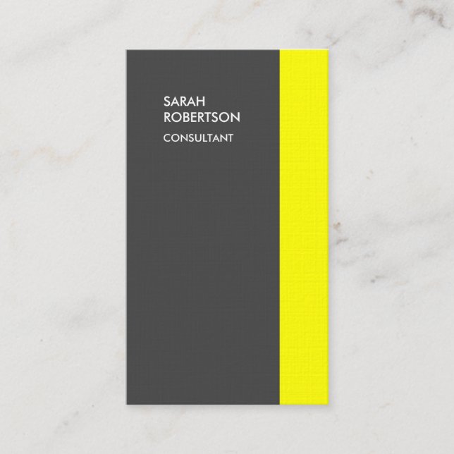 Linen Yellow Grey Modern Minimalist Plain Elegant Business Card (Front)