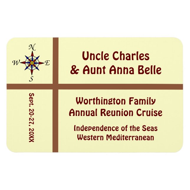 Liner Compass Yellow and Brown Door Marker Magnet (Horizontal)