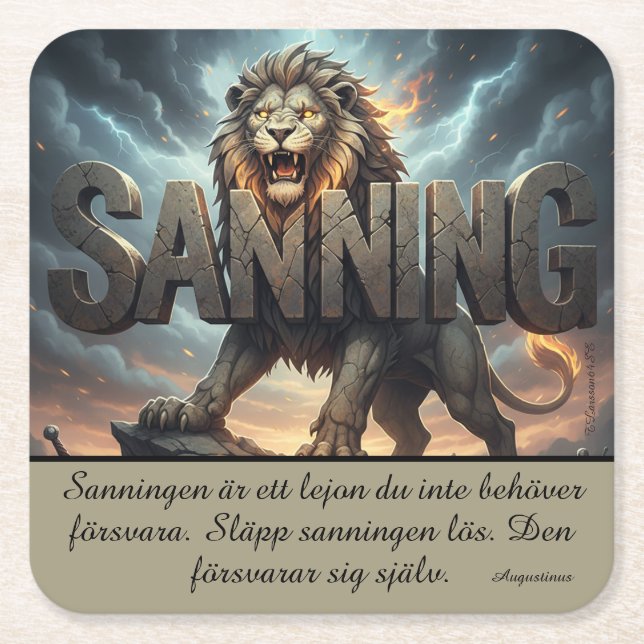 Liner - Lion, Truth Square Paper Coaster (Front)