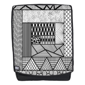 Lines and Circles Tangle in Black and White Backpack