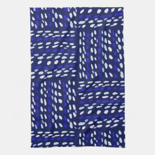 Lines and Geometric Blue and White Fun Designs  Tea Towel