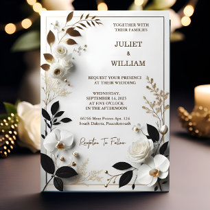 Lines Formal Simple Classic Elegant Blank Wedding Invitation