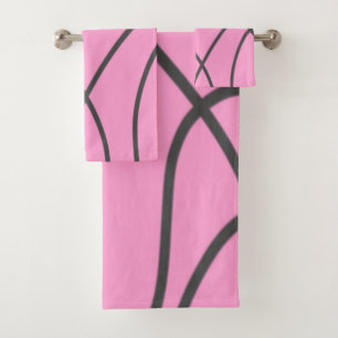 Lines: Grey on Soft pink Bath Towel Set