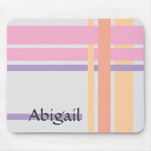 Lines in Pink and Lines in Orange Mouse Mat (Front)