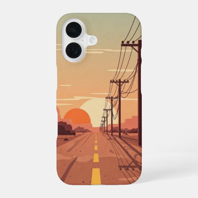 Lines Into Distance iPhone 16 Case (Back)