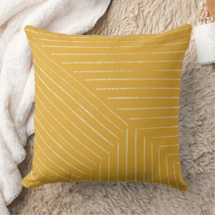 Lines Mustard Yellow and White Modern Minimalistic Cushion