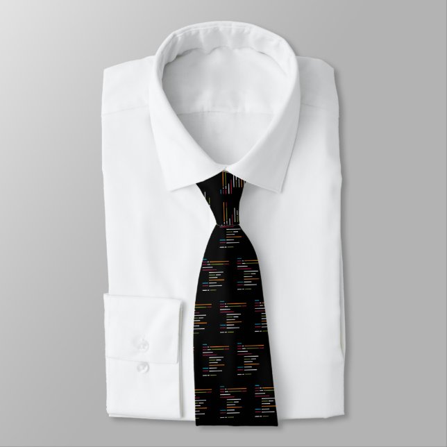 Lines of Code on Dark Mode for Programming Lovers Tie (Tied)