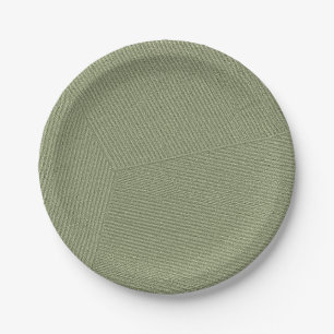 Lines Olive Green Paper Plate