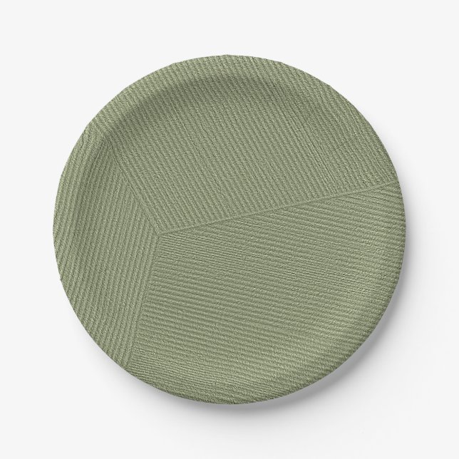 Lines Olive Green Paper Plate (Front)