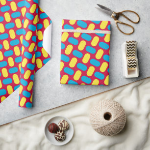 Lines Pink Blue Minimal Pattern Wrapping Paper