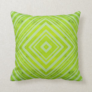 LINES RECTANGULAR SHAPES PATTERN IN LIME GREEN CUSHION