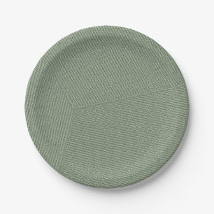 Lines Sage Green Paper Plate