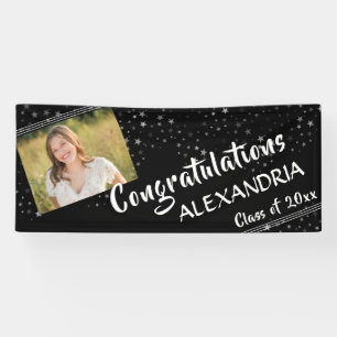 Lines & Stars   Black & White   Photo Graduation Banner
