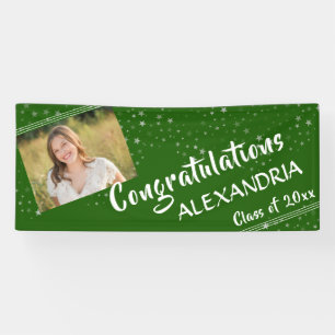 Lines & Stars   Editable Green   Photo Graduation Banner