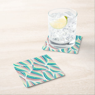 Lines Vintage Vibes Pretty Abstract Art Retro Square Paper Coaster