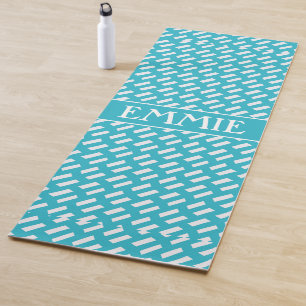 Lines White Navy Minimal Pattern Yoga Mat