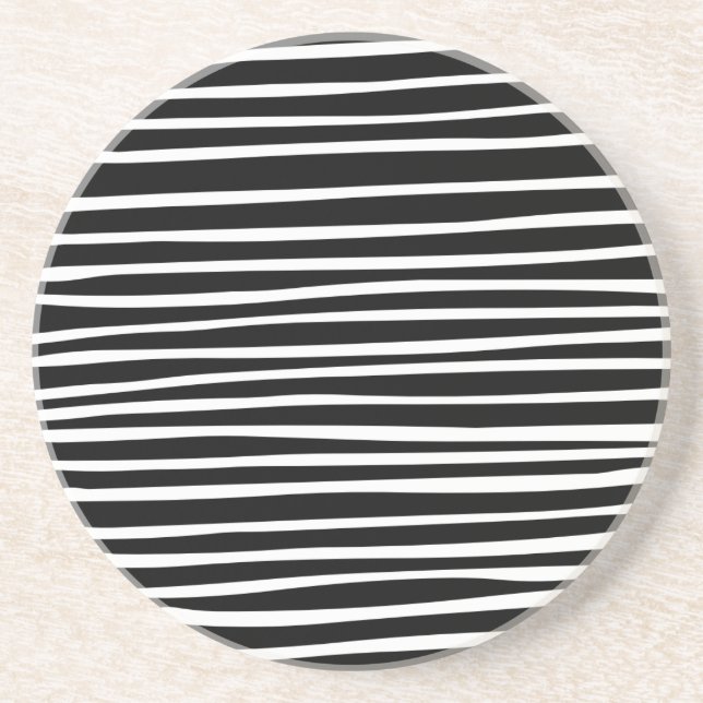 Lines - White on Black Coaster (Front)