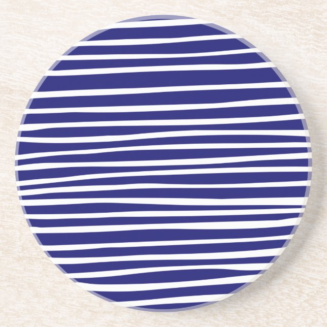 Lines - White on Deep Navy Coaster (Front)