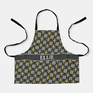Lines Yellow Black Minimal Pattern Apron