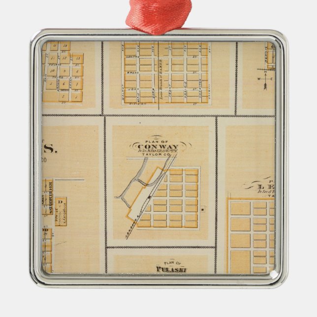 Lineville, Derby, Glidden, Ames, Conway Metal Tree Decoration (Front)