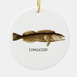 Lingcod Logo Ceramic Tree Decoration