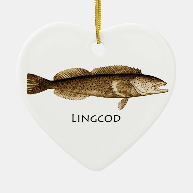 Lingcod Logo Ceramic Tree Decoration (Front)