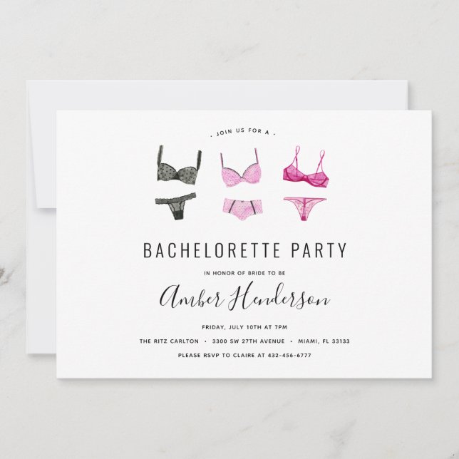 Lingerie Bachelorette Party Invitation (Front)