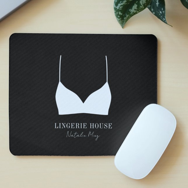 Lingerie Boutique Logo Modern Black and White Mouse Mat (Creator Uploaded)