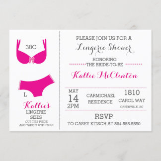 Lingerie Bridal Shower Bachelorette Invitations