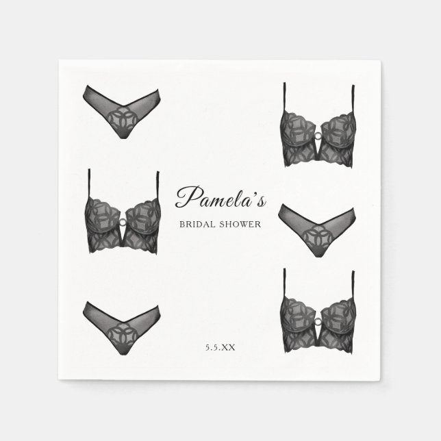 Lingerie Bridal Shower Bachelorette Panty  Pattern Napkin (Front)