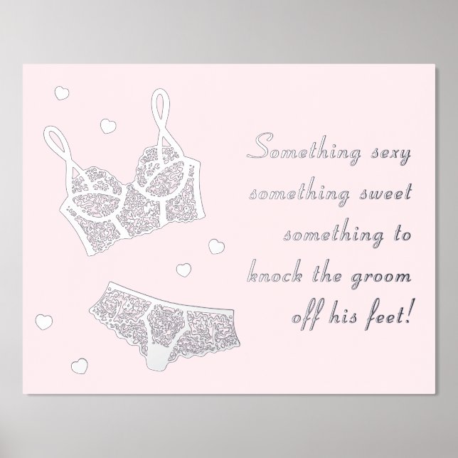 Lingerie Bridal Shower Bachelorette Party Sign (Front)