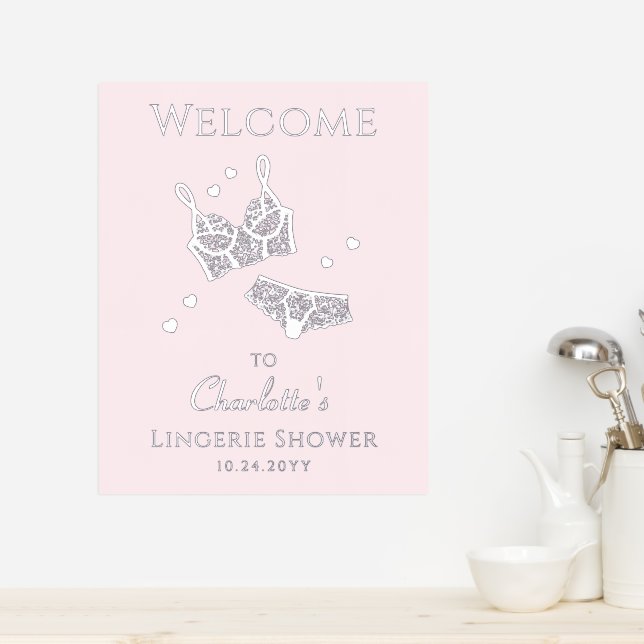 Lingerie Bridal Shower Bachelorette Party Welcome Foil Prints (In Situ (Kitchen))