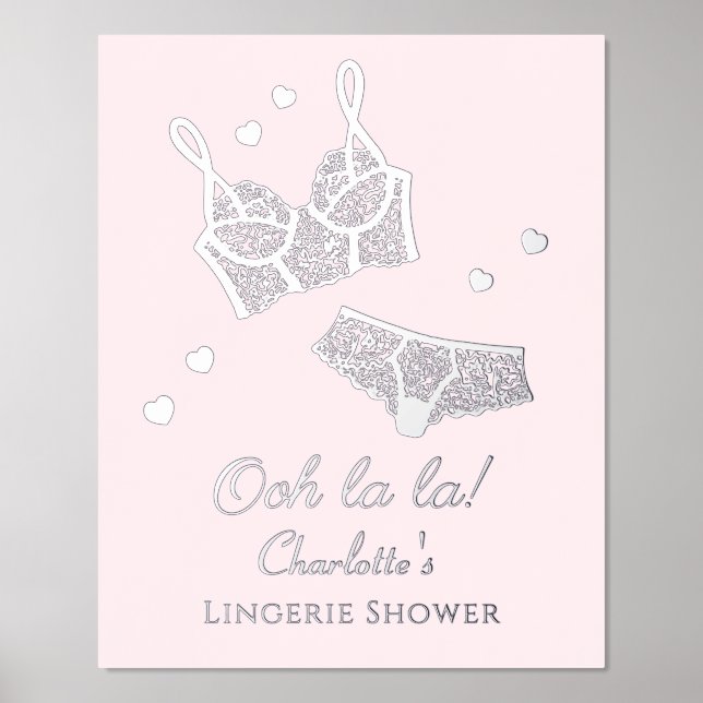 Lingerie Bridal Shower Bachelorette Party Welcome Foil Prints (Front)