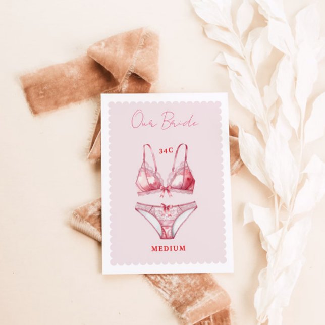 Lingerie Bridal Shower Bachelorette Size Card (Creator Uploaded)
