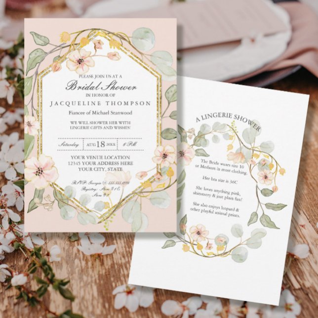 Lingerie Bridal Shower Blush Wild Roses Watercolor Invitation (Creator Uploaded)