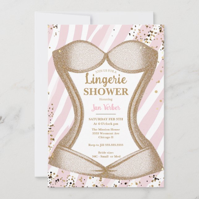 Lingerie Bridal shower Corset Bachelorette pink Invitation (Front)