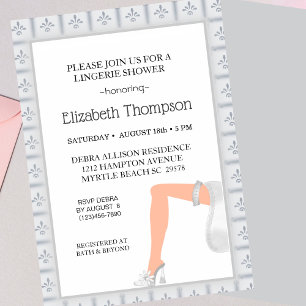  Lingerie Bridal Shower Elegant Silver  Invitation