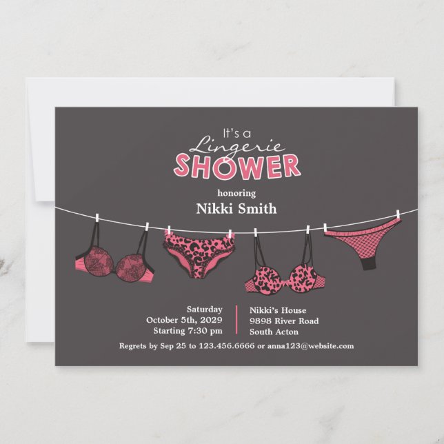 Lingerie Bridal Shower Flat Invitation (Front)