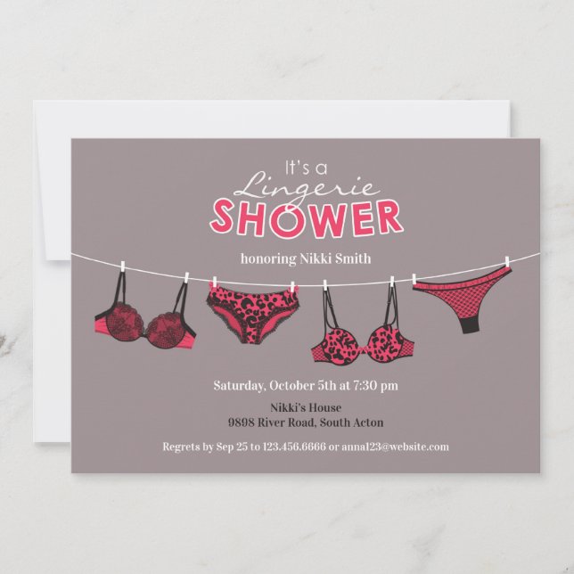 Lingerie Bridal Shower Flat Invitation (Front)