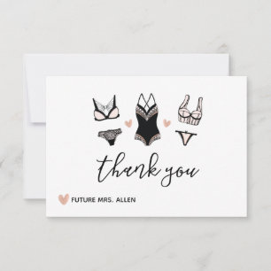 Lingerie Bridal Shower Flat Thank You Card