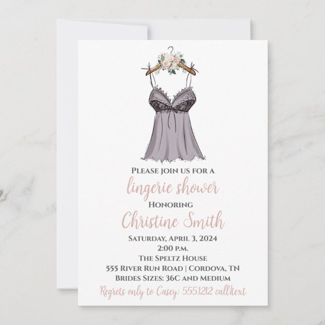 Lingerie Bridal Shower Invitation (Front)