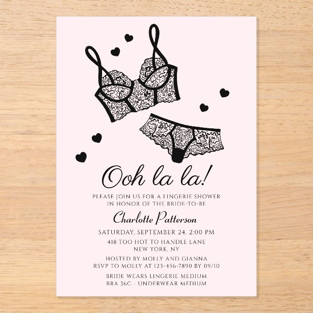Lingerie Bridal Shower Panty Bachelorette Party Acrylic Invitations (Front)