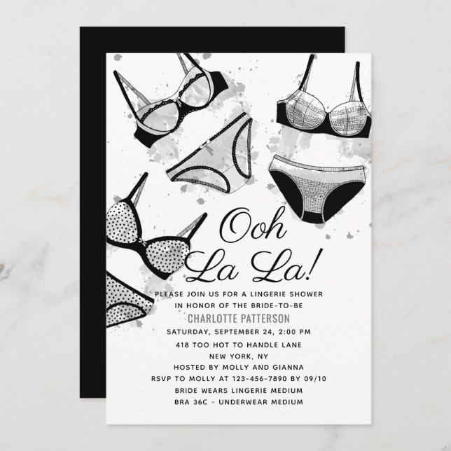 Lingerie Bridal Shower Panty Bachelorette Party Invitation (Front/Back)