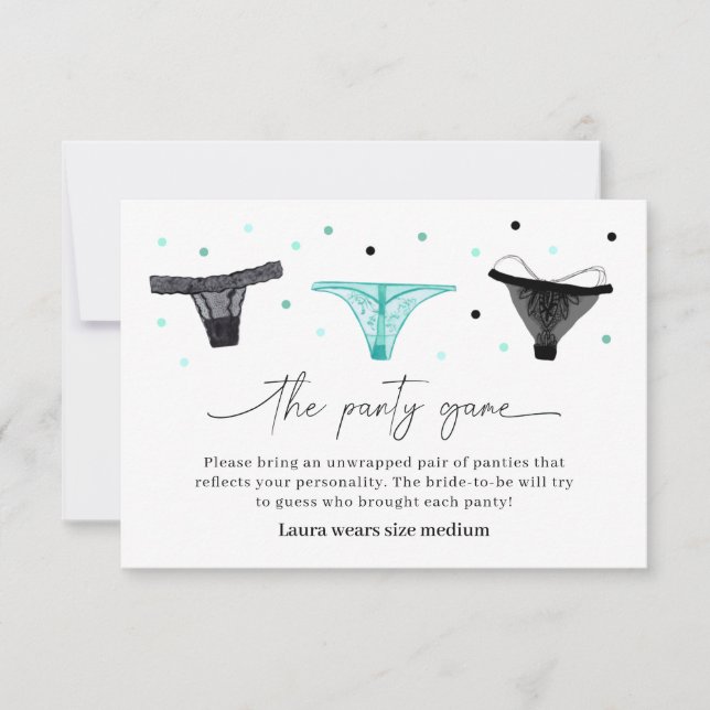 Lingerie Bridal Shower Panty Game Card (Front)