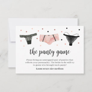 Lingerie Bridal Shower Panty Game Card