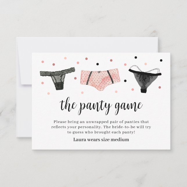 Lingerie Bridal Shower Panty Game Card (Front)