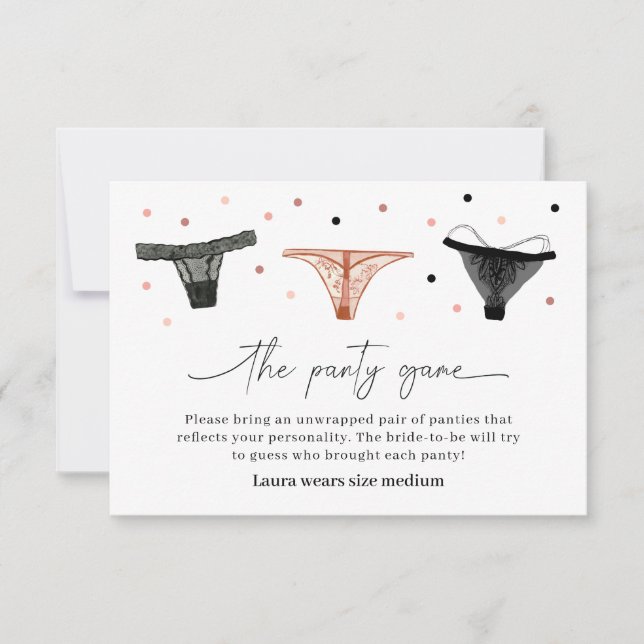 Lingerie Bridal Shower Panty Game Card (Front)