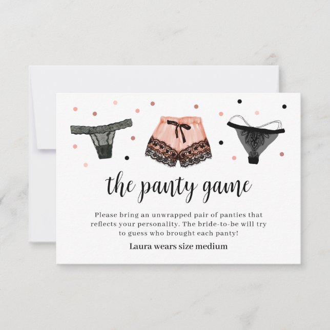Lingerie Bridal Shower Panty Game Card (Front)