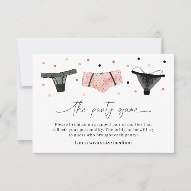 Lingerie Bridal Shower Panty Game Card (Front)