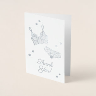 Lingerie Bridal Shower Panty Party Thank You Foil Card